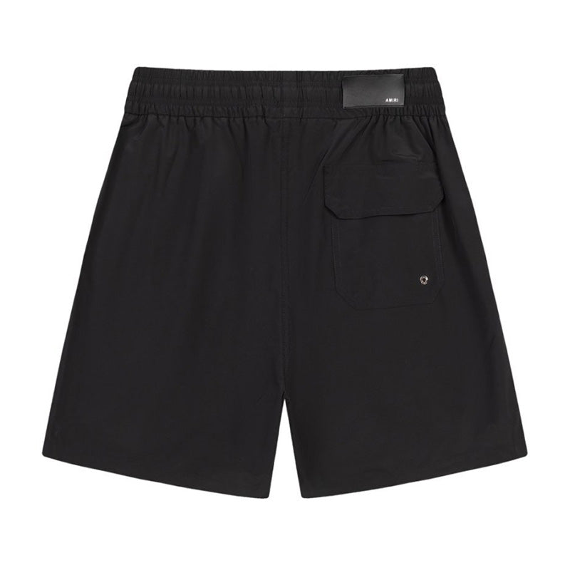AMRI Pool Cue Straight-Leg Mid-Length Logo-Print Swim Shorts